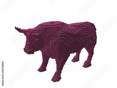 Bull made from cubes. Voxel...