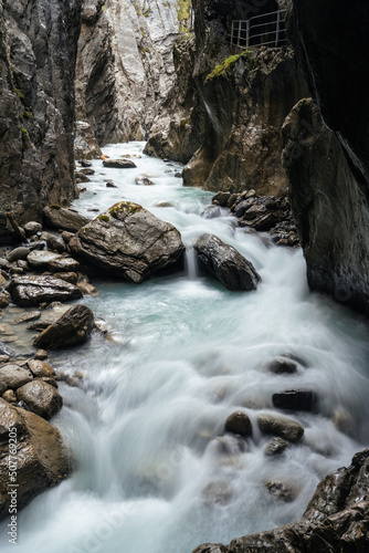 Stream in the Rosenlaui Gletscherschlucht in Swiss Alps