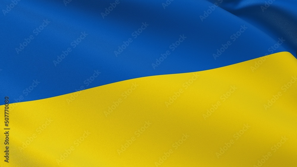 Ukraine flag. Kyiv sign. European country. Blue yellow Ukrainian national symbol of victory celebration of Independence Day, August 24. Realistic 3D illustration with cotton texture. Ukraine flag. Kyiv sign. European country. Blue yellow Ukrainian national symbol of victory celebration of Independence Day, August 24. Realistic 3D illustration with cotton texture.