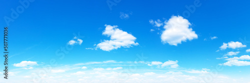 Panorama Blue sky and white clouds. Bfluffy cloud in the blue sky background