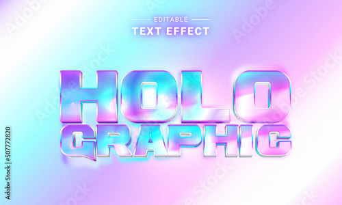 Editable Trendy Holographic Text Effect. Vibrant Graphic Styles