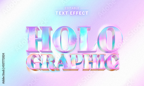 Editable Trendy Holographic Text Effect. Vibrant Graphic Styles