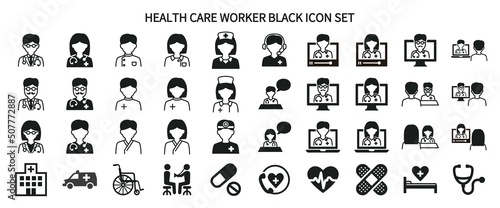 Icon set related to healthcare professionals