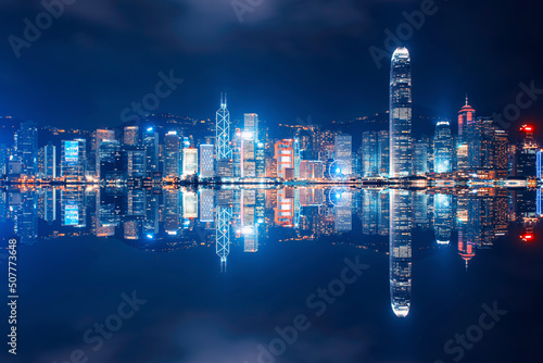 Hong Kong city viewed from the Victoria Harbor