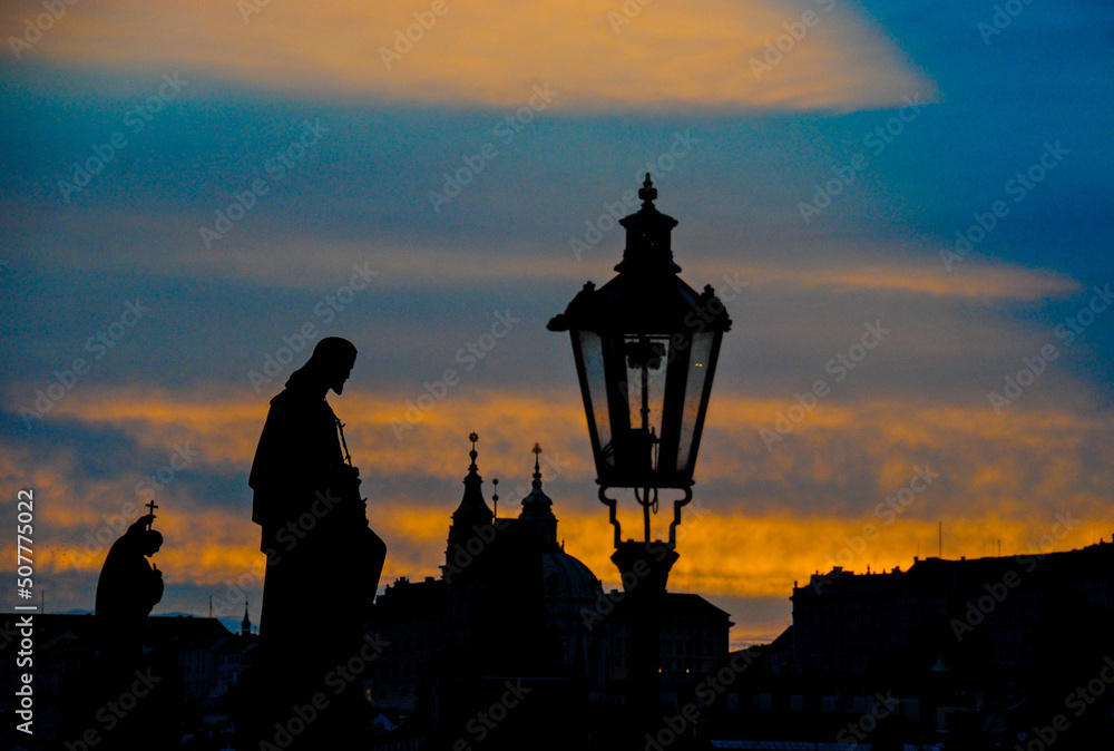 Fototapeta premium Prague Praha Tchéquie Bohême pont Charles clocher monument tourisme