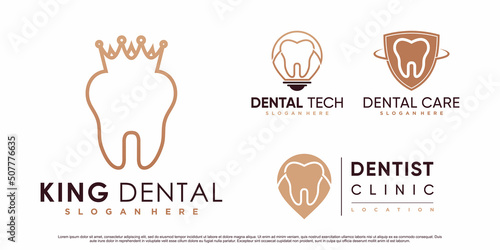 Dental icon set logo design inspiration with creative element Premium Vector