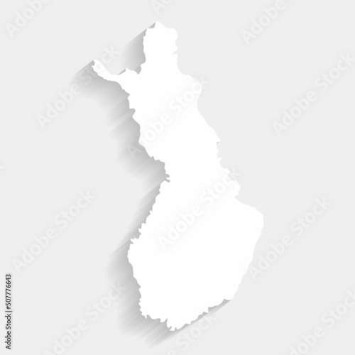 White Finland map on gray background, vector