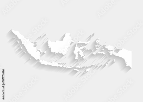 White Indonesia map on gray background, vector