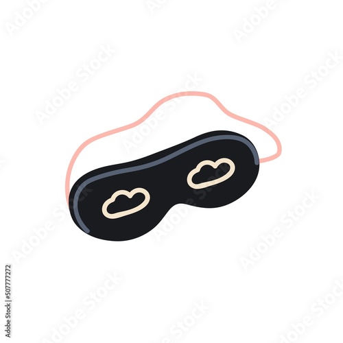 Sleep mask for covering eyes. Blindfold night sleepmask for dreaming, napping. Sleepwear accessory. Flat vector illustration isolated on white background