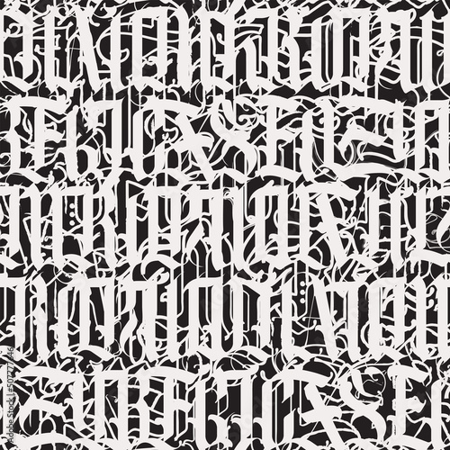 Vector Seamless pattern of capital Gothic letters