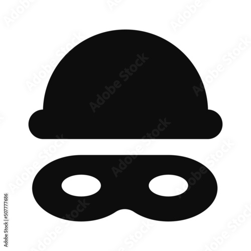 Masked thief vector illustration icon - Black symbol isolated on white background