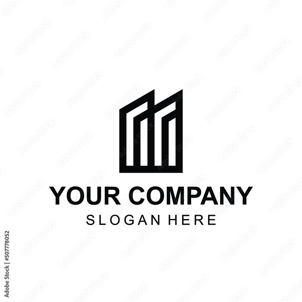 Building linear style logo design vector Building linear style logo design vector
