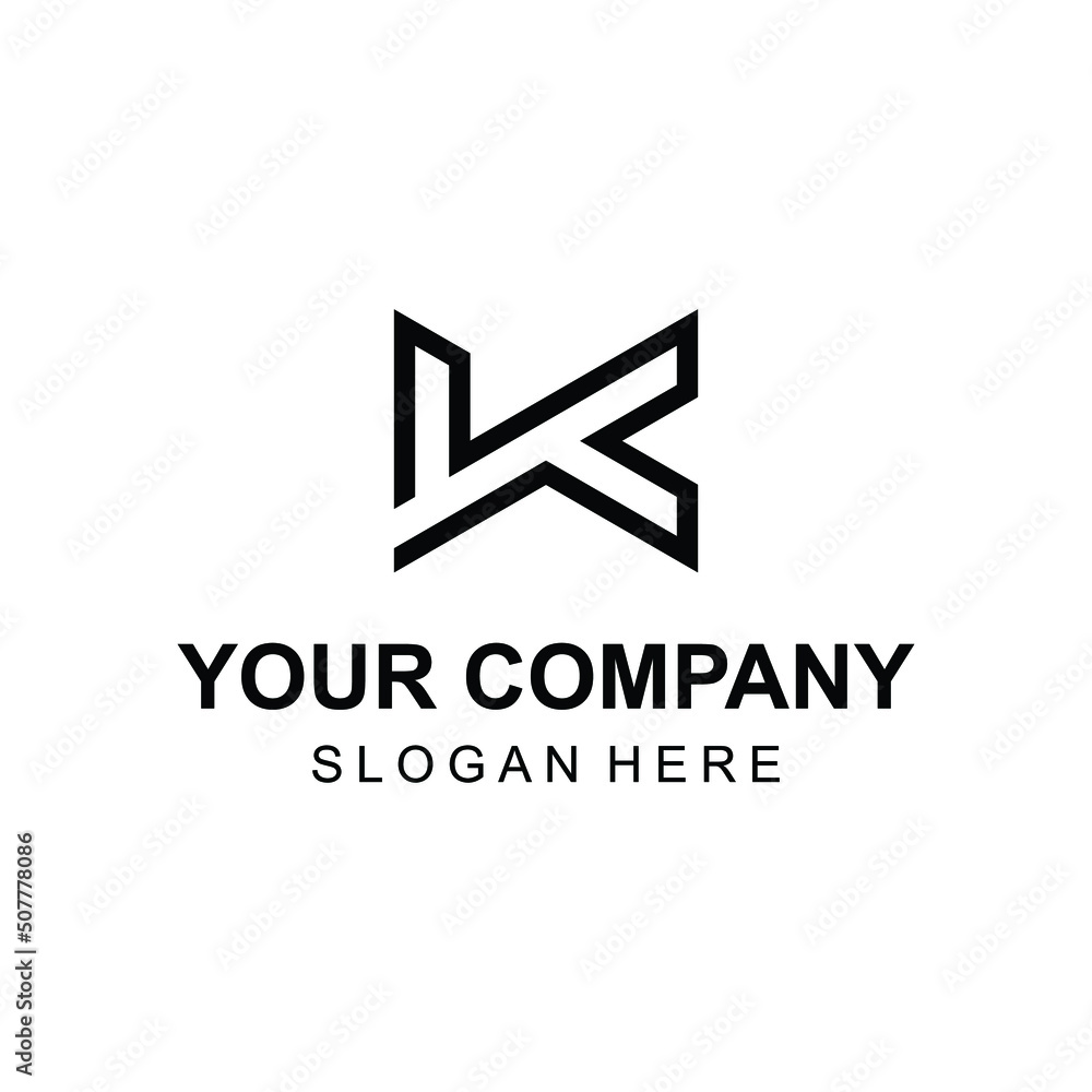 Fototapeta premium Creative linear letter K logo minimal design
