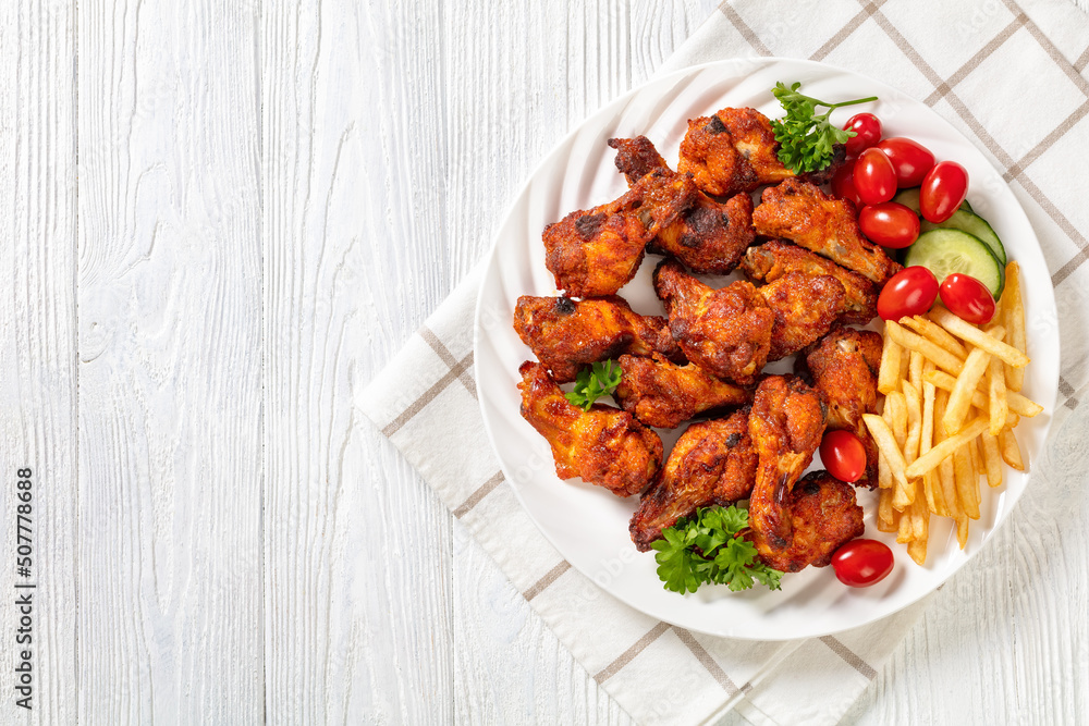 roast chicken wings with french fries and veggies roast chicken wings with french fries and veggies