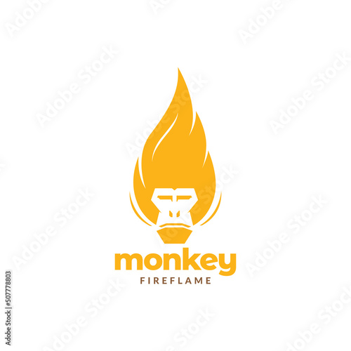 monkey with hair fire flame logo design vector graphic symbol icon illustration creative idea photo