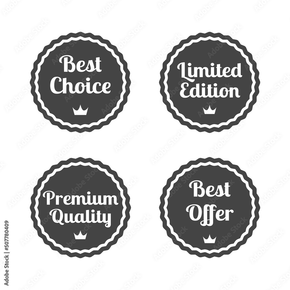 Premium quality and limited edition label set. Best choice filled glyph vector badges.