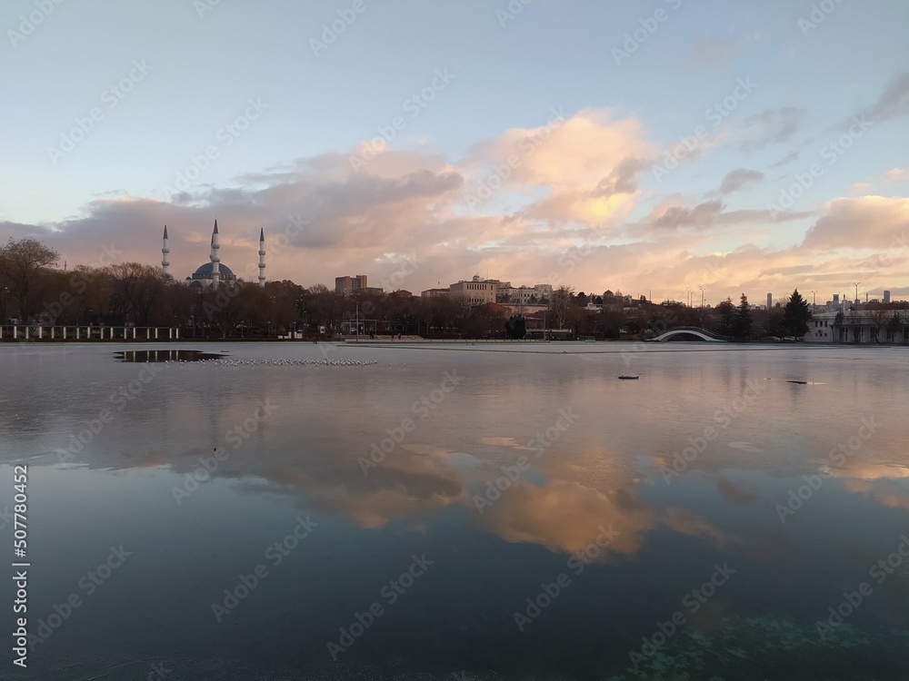 Fototapeta premium sunset over the river