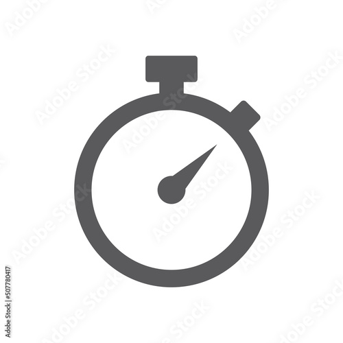 Stopwatch timer black vector icon. Clock chronometer filled symbol.