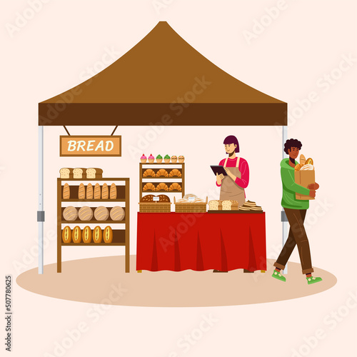 Farmer's market, organic bread stall