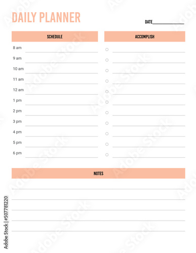 Simple Daily Planner, pink theme