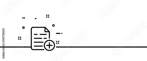 Add new file line icon. File with a plus. Enter new information. Edit data. Online concept. One line style. Vector line icon for Business and Advertising