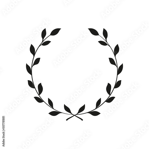 Set of black laurels frames branches. Vintage laurel wreaths collection. Hand drawn vector laurel leaves decorative elements. Leaves, swirls, ornate, award, icon. Vector illustration. 
