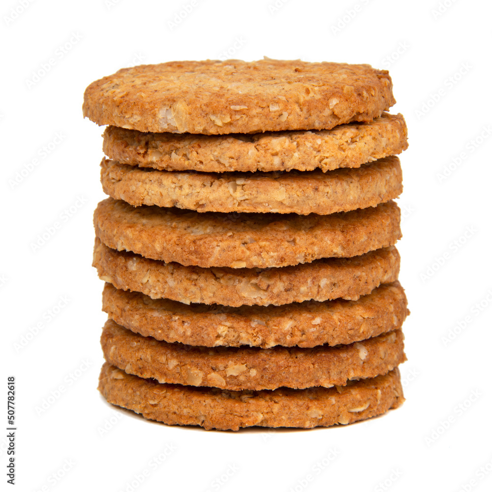 Cereal classic cookies tower isolated on the white background Cereal classic cookies tower isolated on the white background