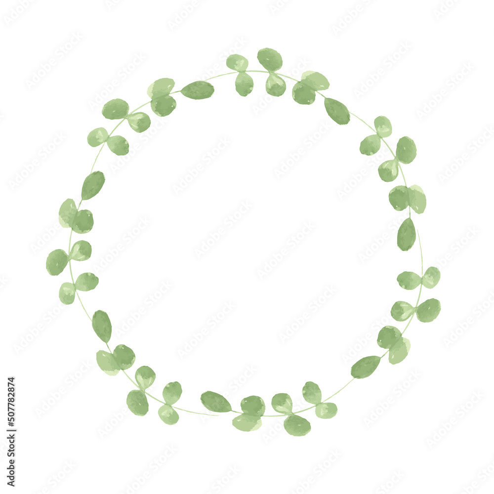 Botanical wreath of green branches and leaves Botanical wreath of green branches and leaves