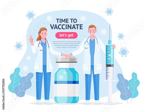 Vaccination campaign flat illustration style. Time to Vaccinate.