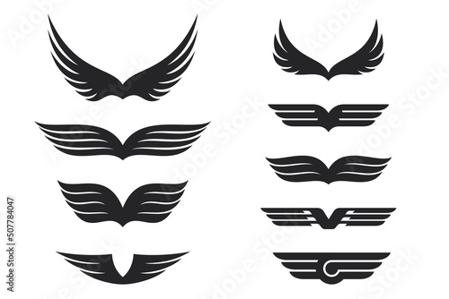Wings vector Collection. Eagle bird heraldic flying Falcon Phoenix Hawk logo.