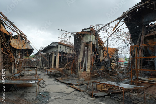 Destroyed Market in Kharkiv after russian Missile Hit