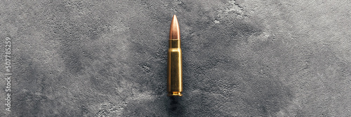 Leinwand Poster Bullet on gray background banner with copy space