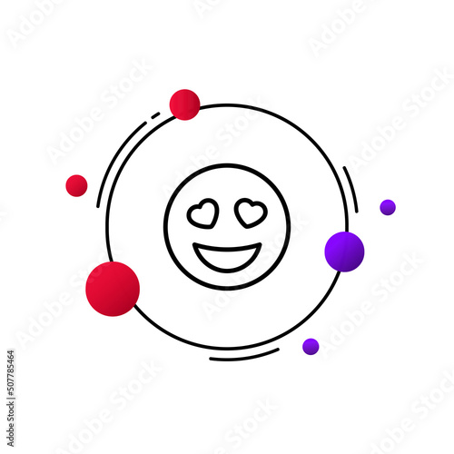 Delighted emoticon line icon. Heart eyes, love, like, admire, adore, amazing, favorite. Emotion concept. Vector line icon for Business and Advertising