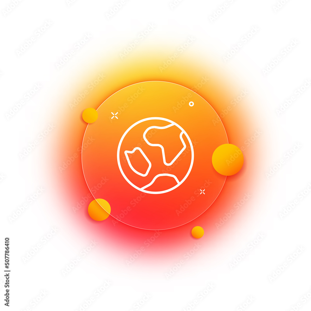 Earth line icon. Planet, space, map, globe, navigation, orientation, geolocation, gps. Geography concept. Glassmorphism style. Vector line icon for Business and Advertising