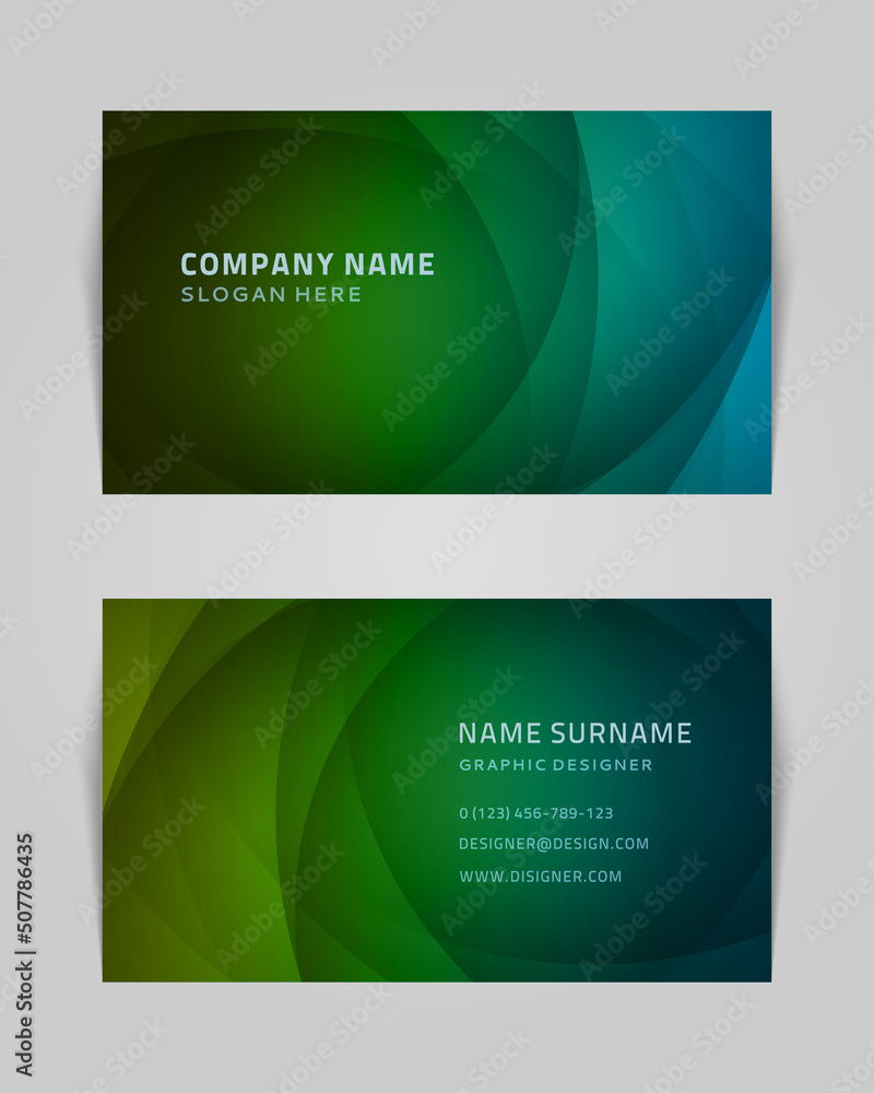 Abstract business card with spiral swirls vector template. Green geometric lines futuristic gradient dance. Creative trendy textures in muted colors. Modern fantastic branding with opening tracery. Abstract business card with spiral swirls vector template. Green geometric lines futuristic gradient dance. Creative trendy textures in muted colors. Modern fantastic branding with opening tracery.