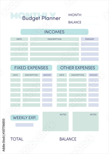 monthly budget planner