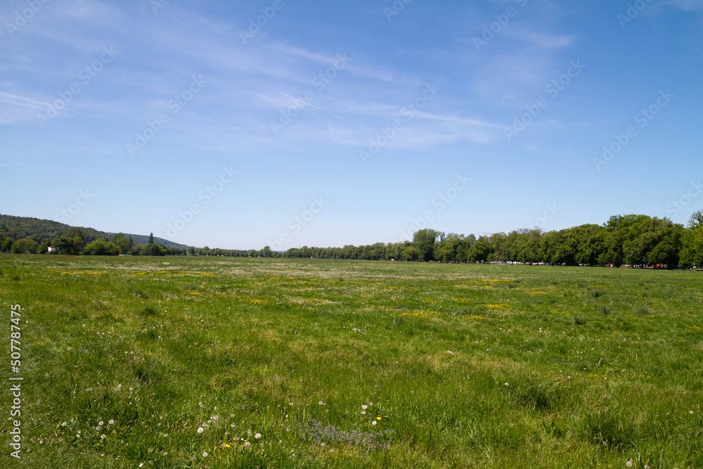 Blonia Park Kraków meadow panorama. Krakowskie Błonia in Krakow, Poland. Blonia Park Kraków meadow panorama. Krakowskie Błonia in Krakow, Poland.