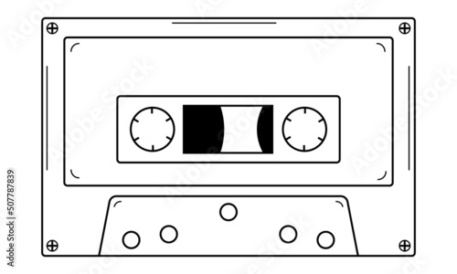 Fotografie, Obraz Hand drawn audio cassette with magnetic tape