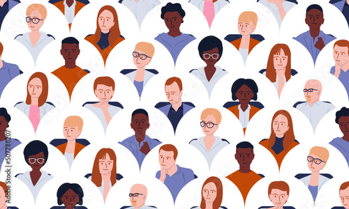 pattern with crowd of people. auditorium with people of different races and gender