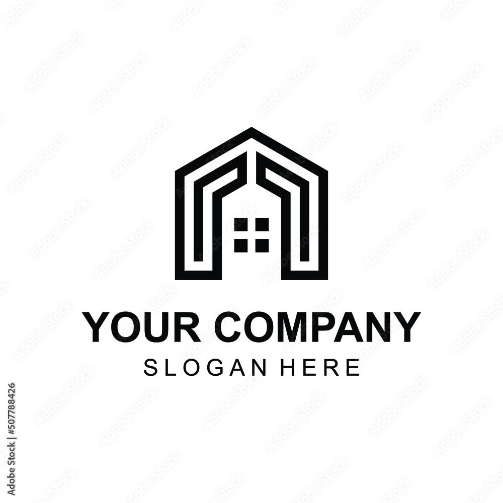 Geometric home building logo line art style Geometric home building logo line art style