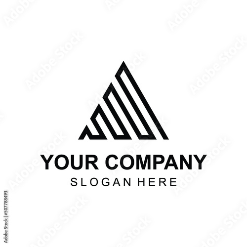 Abstract triangle letter A logo for construction company
