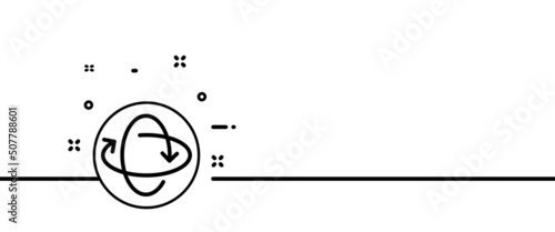 360 degrees line icon. Viewing angle, virtual reality, vr, user, game, gamer, modern, metaverse. Technology concept. One line style. Vector line icon for Business and Advertising