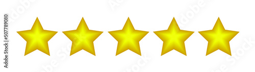 Five star product rating review icon. 3d set stars Vector for apps and websites