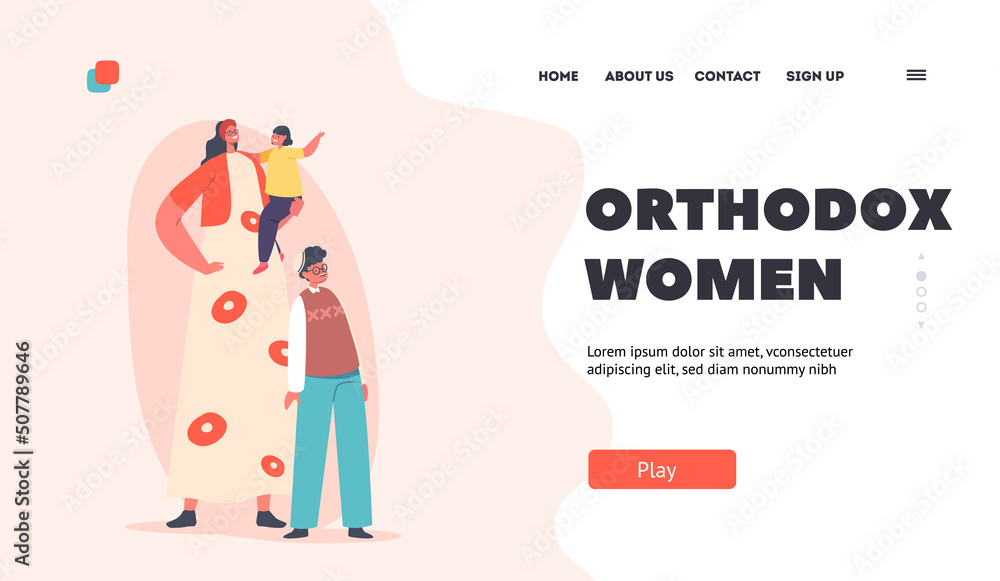 Orthodox Women Landing Page Template. Mother with Baby on Hands. Parenting, Childhood, Human Relations Orthodox Women Landing Page Template. Mother with Baby on Hands. Parenting, Childhood, Human Relations