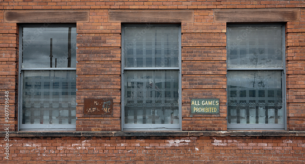 Fototapeta premium All games prohibited sign on a vintage build