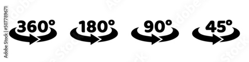 45 To 360 Degree Views Icons - Vector Illustrations Set Isolated On White Background