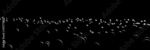 Abstract background balls in black space 3d render