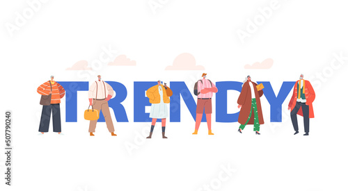 Trendy Modern and Elegant Aged Pensioners Concept. Old Male and Female Characters Wear Fashionable Clothes