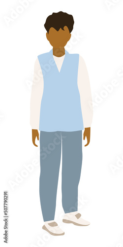 Teenager portrait full height Boy faceless illustration Design element Vector Isolated on white background