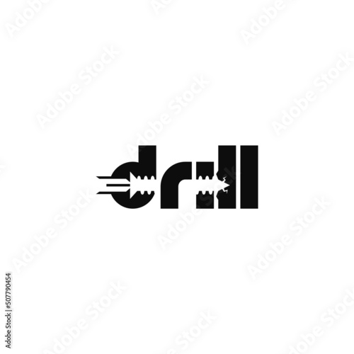 Drill letter, negative space. Wordmark logo design.